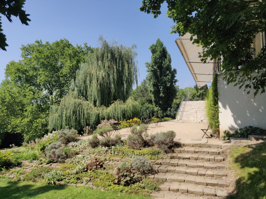 Traditional Czech countryside cottage chalupa surrounded by a garden